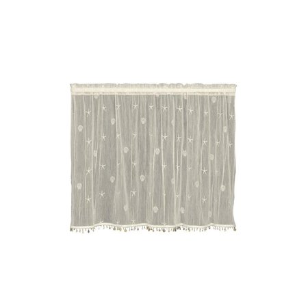 MICASA Heritage Lace  45 x 24 in. Sand Shell Tier with Shell Trim; Ecru MI312791